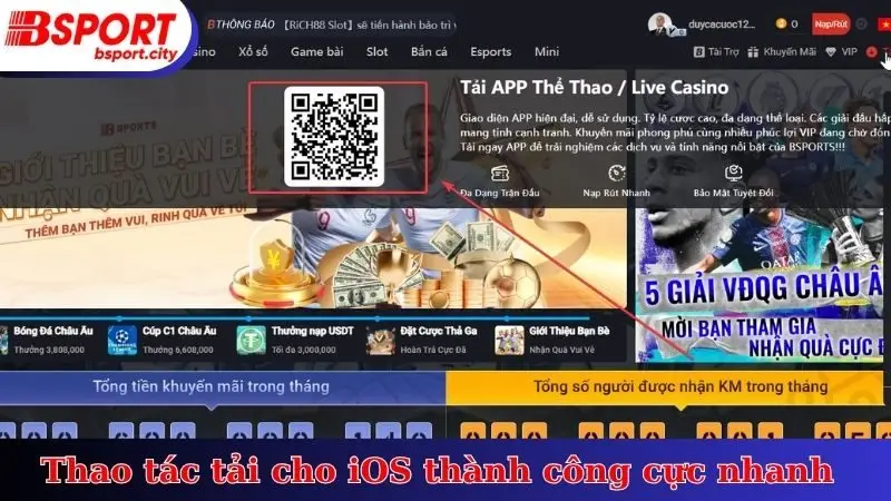 Thao tác tải cho iOS thành công cực nhanh